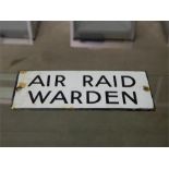 Air Raid Warden Sign - Purportedly from Coventry