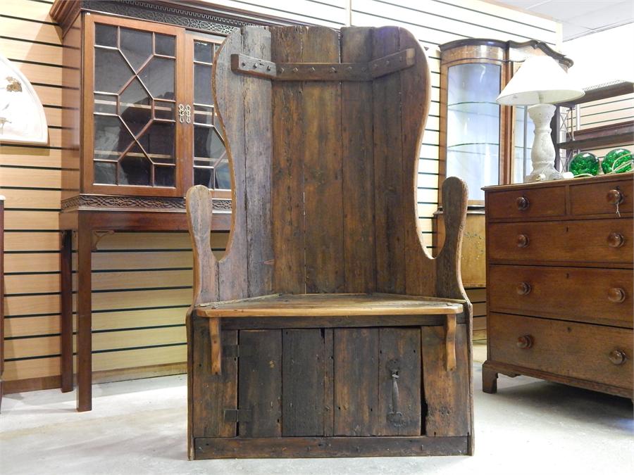 Pine Hall Settle / lambing chair ~