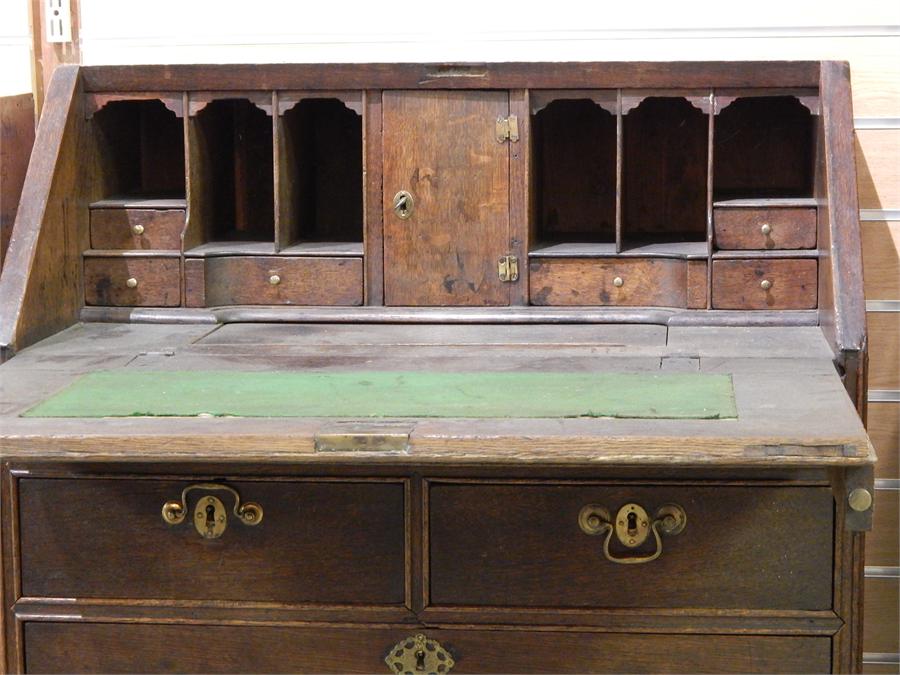 Small Early 18th Century Oak Bureau Fielded Panel front. ~ - Image 3 of 3