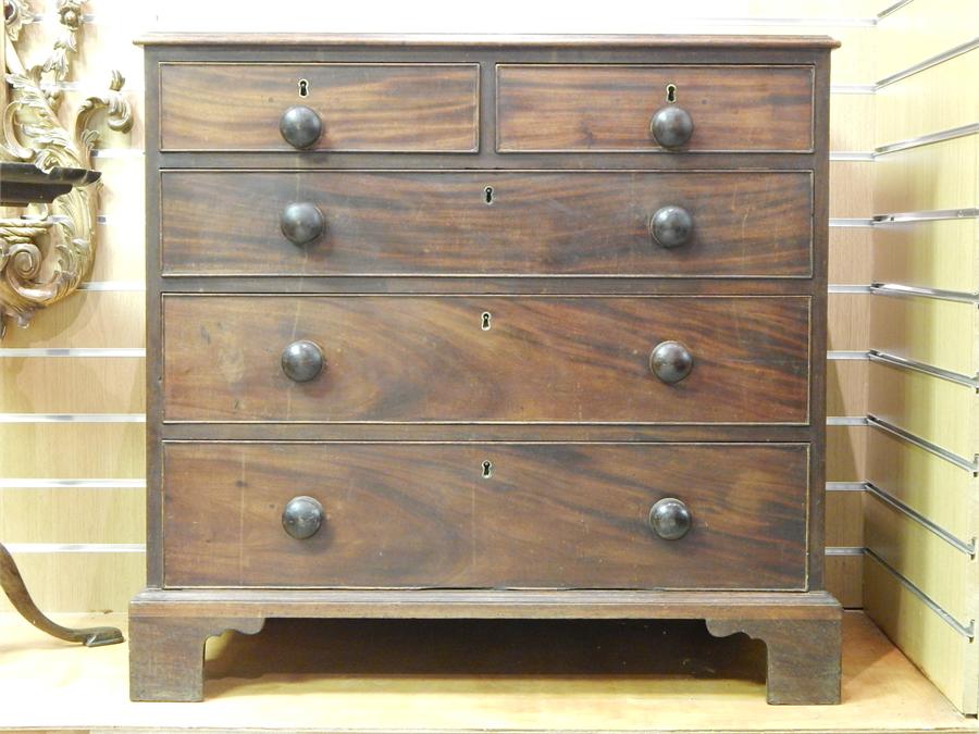 George III Mahogany Chest with knob handles. 87cm wide, 83cm high, 49cm deep. ~