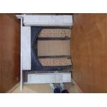 Cast Iron Fireplace - tiled insert, some tiles damaged / incomplete with marble surround