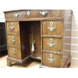 18th Century Walnut Kneehole Desk With Sliding Cupboard. Re-veneered 18th century carcase with