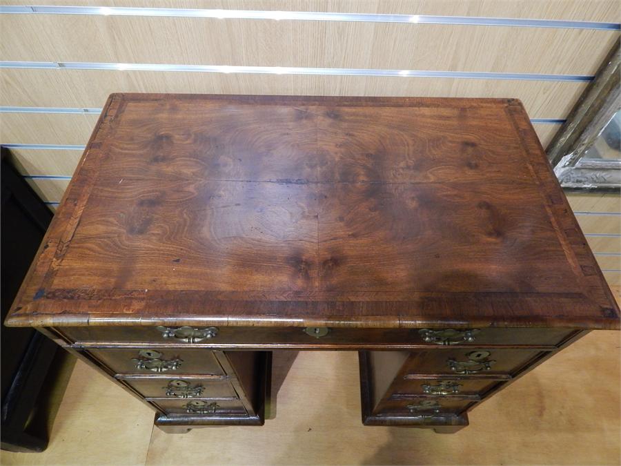 18th Century Walnut Kneehole Desk With Sliding Cupboard. Re-veneered 18th century carcase with - Image 2 of 6