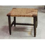 Bobbin Turned Rush Stool