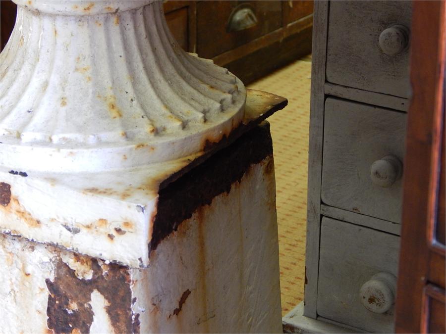 Cast Iron Campana Garden Urns - one rusted to base, the other with damage to square section. ~ - Image 7 of 12