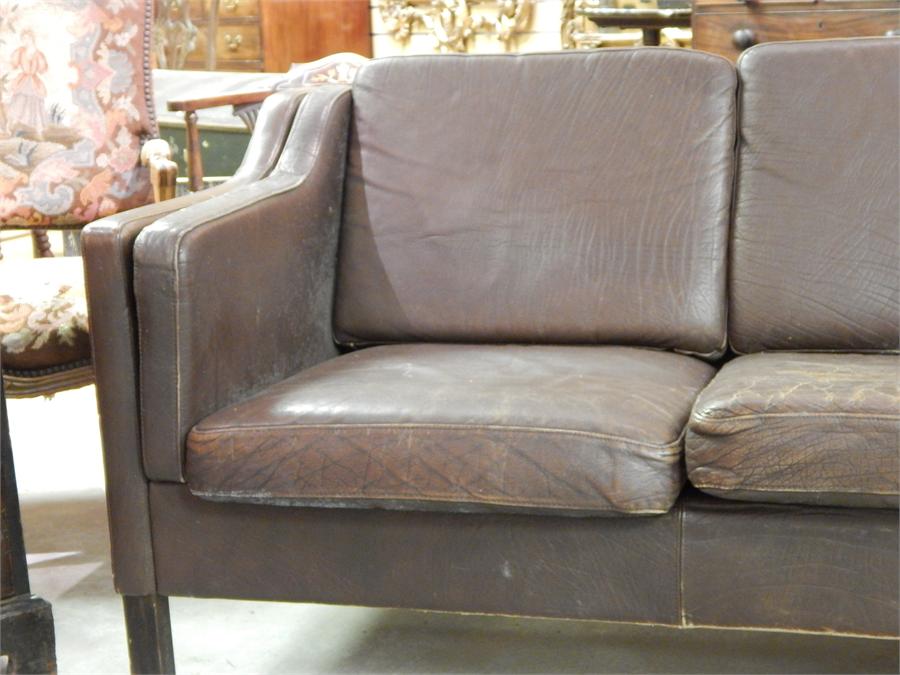 Borge Mogensen three seater leather sofa settee ~ - Image 6 of 8