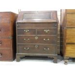 Small Early 18th Century Oak Bureau Fielded Panel front. ~