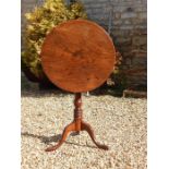 Oak and Elm Tilt Top Table (Top Warped) Catch replaced with a home made example, patina present.