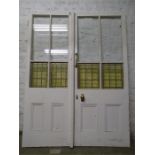 Pair of Large Internal Partition Doors with Glass - Painted Pine