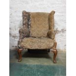 Walnut wing armchair for restoration ~