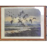 Peter Scott "Mallards in a stormy sky" and Vernon Ward ""Flight over Skye" coloured prints