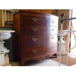 Early 19th Century Inlaid Mahogany Bowfront Chest - Brass Handles