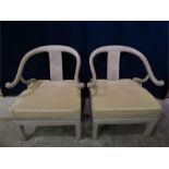 Pair of limed Chinese horseshoe chairs.