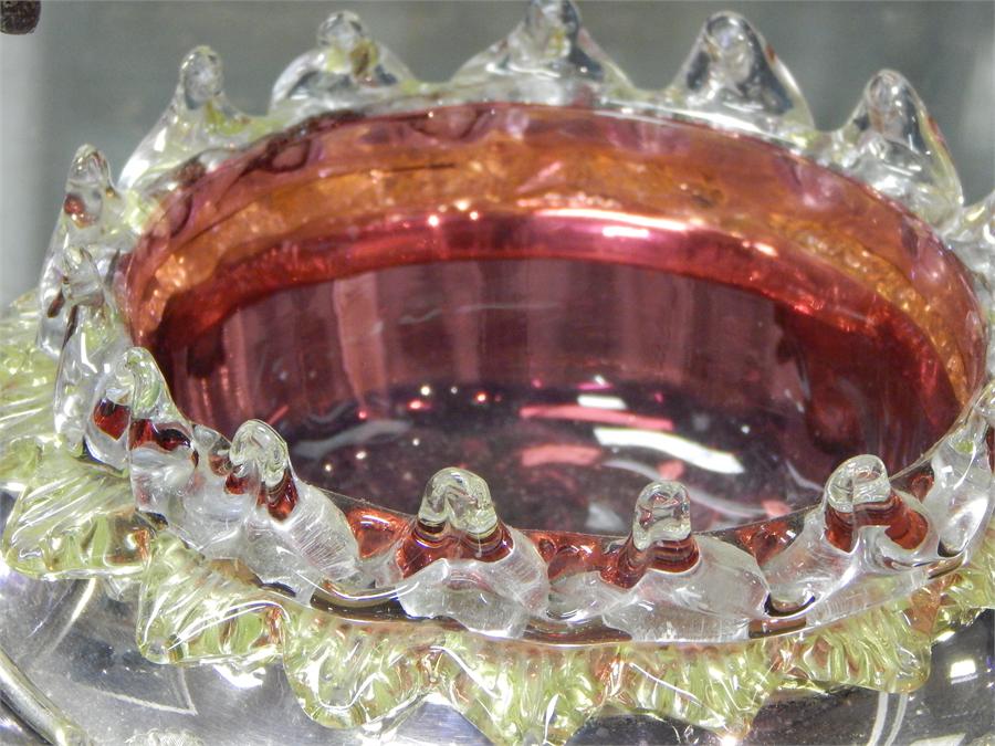 Silver plated and cranberry glass dish. - Image 2 of 6