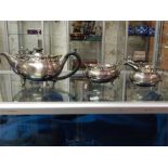 Silver Plated teapot (Chester Plate) two plated dishes and one napkin ring