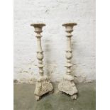 A pair of medium stone-effect resin pricket candle stands.
