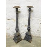 Pair of metal pricket candle stands.