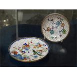 Cloisonne display plates, two in all, one marked 'China'.