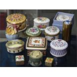 A collection of trinket boxes and pill boxes including commemorative editions for the marriage of