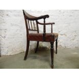 Regency period Mahogany desk Armchair - worn leather seat