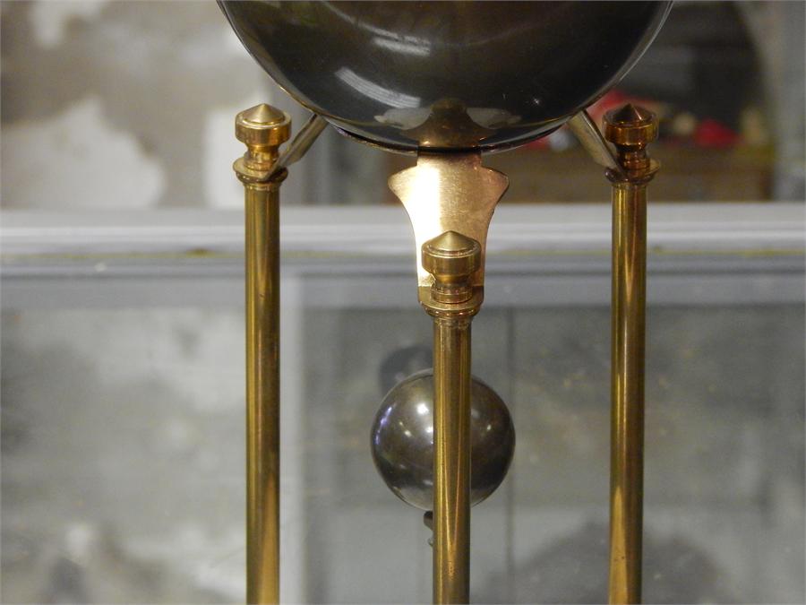 Brass globe clock onyx or marble base. Junghans. - Image 6 of 10