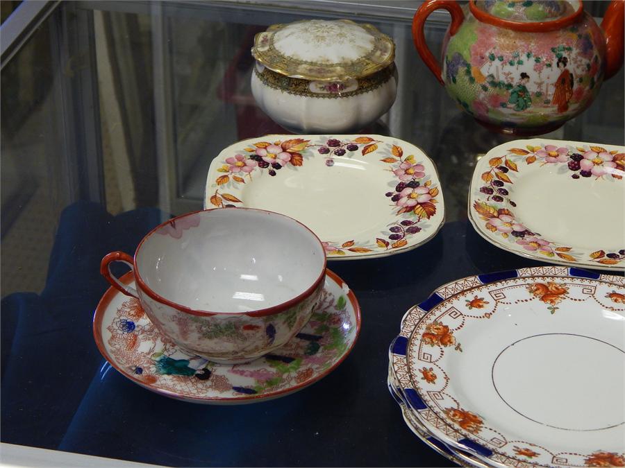 A collection of decorative tea set items including Japanese tea pot, milk jug and cup and saucer. - Image 3 of 4