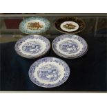 A quantity of plates, seven in all, depicting various equine scenes by 'Royal Tuscan' and 'Barratt'