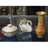 A group of china / porcelain items including a 'Spode' sugar bowl, a 'Royal Doulton' swan with