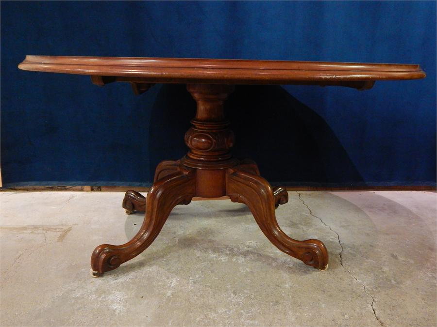 Mahogany Tilt Top - Breakfast Table - plywood strengthening repair to structure of base. - Image 2 of 5