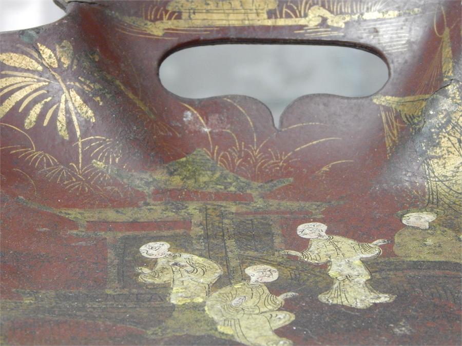 19th century chinoiserie Crumb tray - papier mache ~ - Image 3 of 3