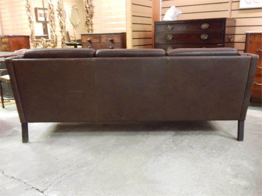 Borge Mogensen three seater leather sofa settee, 188cm wide, 80cm deep, 77cm High ~ - Image 4 of 4