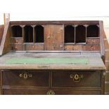 Small Early 18th Century Oak Bureau Fielded Panel front. ~