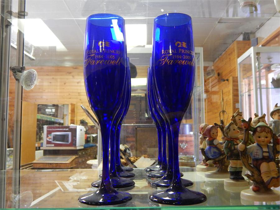 Champagne Flutes - Blue Glass