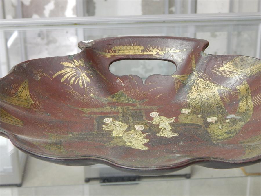 19th century chinoiserie Crumb tray - papier mache ~ - Image 2 of 3