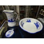 Empire ware East Anglia pattern bowl, jug and soap dish
