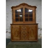 Dutch oak glass top dresser. Top associated.