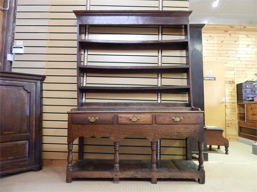 Oak Dresser - mid 18th Century. Replaced Handles, Rack is removable, 200cm High, 151cm Wide, 44cm