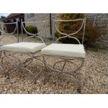 Set of 4 art deco style chrome and brass bistro chairs. Some pitting and rust to the chrome.