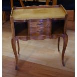 French Louis XV style cherry wood table with 2 drawers and 2 shelves, 59cm wide, 33cm deep, 66cm