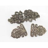 Vintage marcasite brooch/dress clips with another set of marcasite dress clips