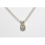 14ct white gold and diamond pendant and chain, TDW: 0.35ct F/G VS, weight = 2.4 grams, valuation