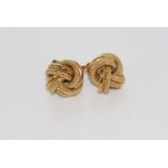 9ct yellow gold textured knot earrings weight: approx 3 grams