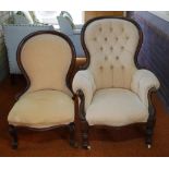 Antique grandfather and grandmother chairs (2)