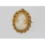 Antique 9ct gold shell cameo / pendant