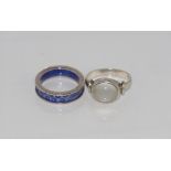 Silver modern designer ring & moonstone ring sizes M/6 and N-O/7