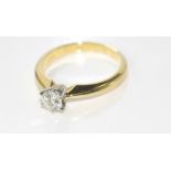 18ct yellow gold diamond solitaire ring TDW=0.47ct H/I, SI1, weight: approx 4.1 grams, size: