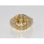 18ct yellow gold, citrine and diamond ring 40 diamonds, citrine 3.13cts, weight: approx 7.1 grams,