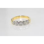 18ct yellow gold 5 bezel set diamond ring TDW=1.00 ct H, SI1/2, weight: approx 5.12 grams, size: