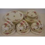 Royal Albert "Moss Rose" dinner set to include 6 main plates, 6 entree plates, 6 soup bowls, 6