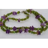 Silver, amethyst and peridot necklace